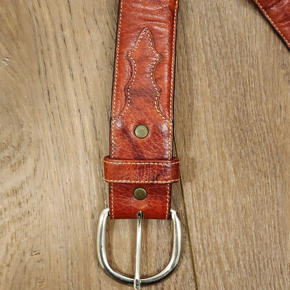 Leegin Silver Creek Billet Overlay Western Belt Leather Made in USA size 40